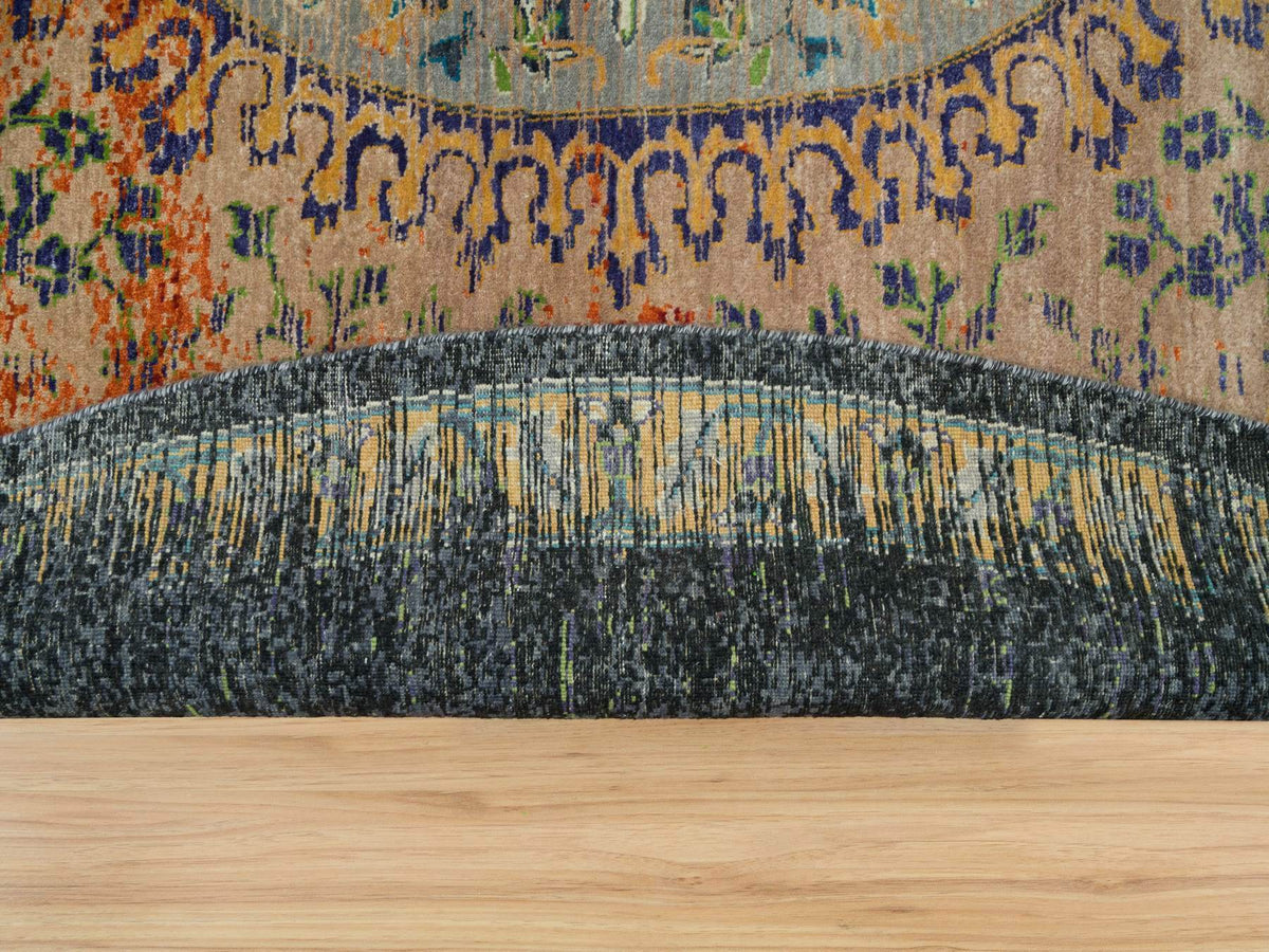Transitional hand-knotted wool rug in Orange, 12'1" x 12'1" — SKU O065900 (view 4)