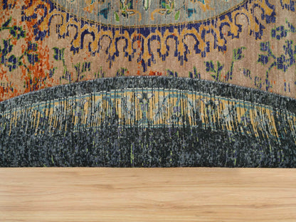 Transitional hand-knotted wool rug in Orange, 12'1" x 12'1" — SKU O065900 (view 4)