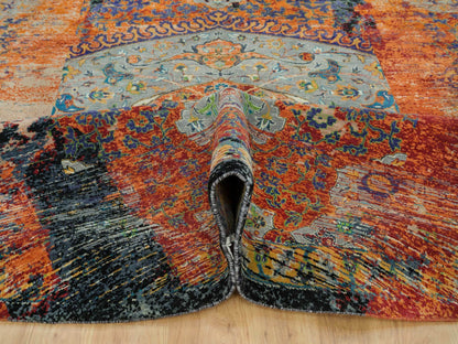 Transitional hand-knotted wool rug in Orange, 12'1" x 12'1" — SKU O065900 (view 5)