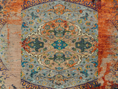 Transitional hand-knotted wool rug in Orange, 12'1" x 12'1" — SKU O065900 (view 8)