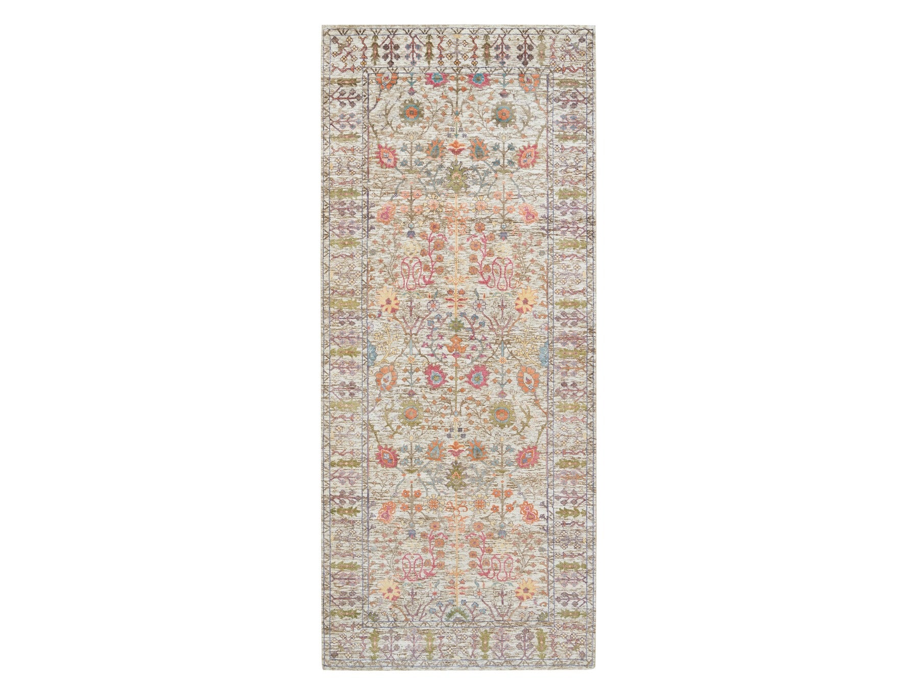 Brown 4'3" x 10'0" Wool / Silk Hand knotted Wool/Silk Rug - Sku: O065912