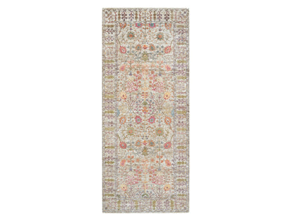 Brown 4'3" x 10'0" Wool / Silk Hand knotted Wool/Silk Rug - Sku: O065912