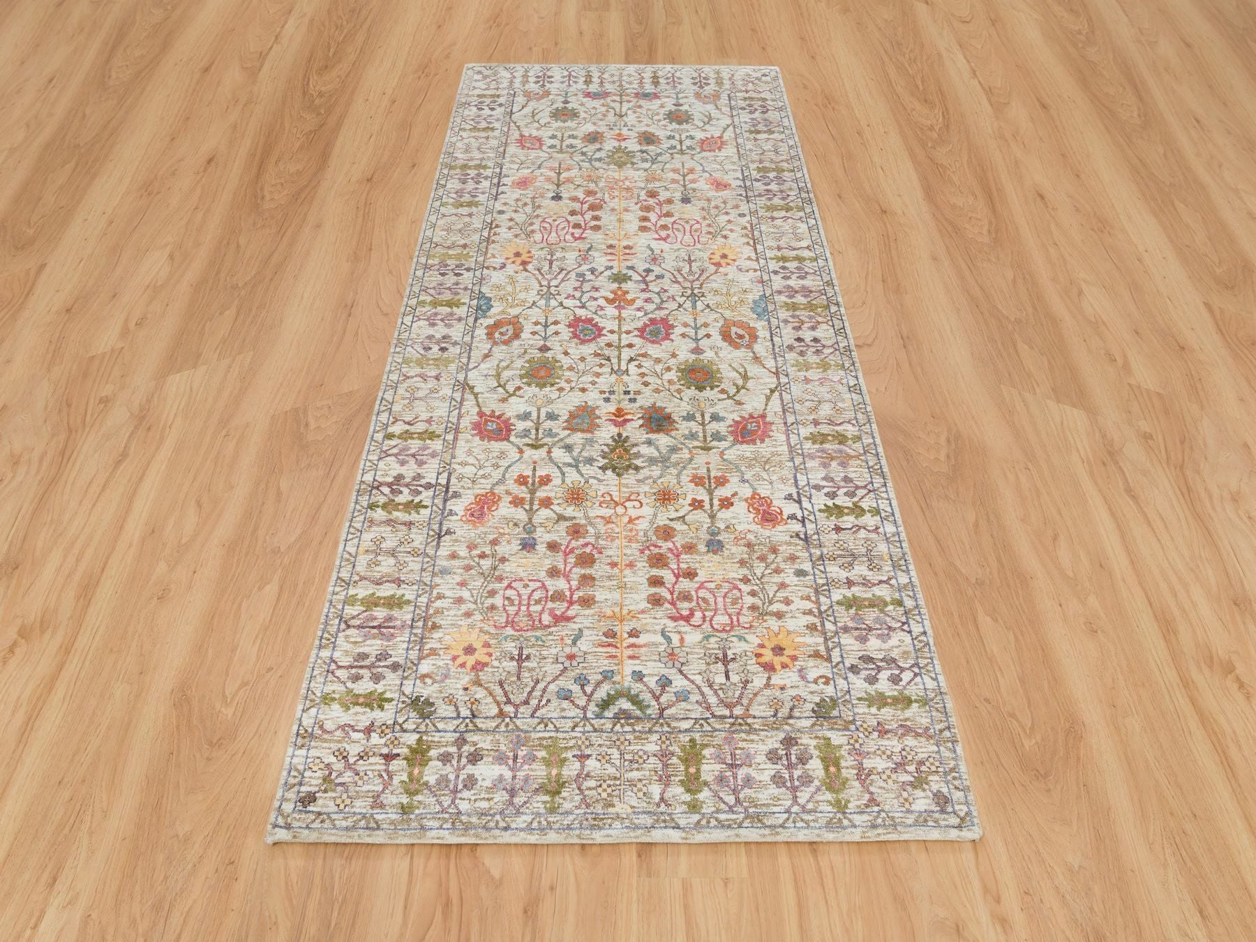 Brown 4'3" x 10'0" Wool / Silk Hand knotted Wool/Silk Rug - Sku: O065912