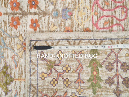 Brown 4'3" x 10'0" Wool / Silk Hand knotted Wool/Silk Rug - Sku: O065912