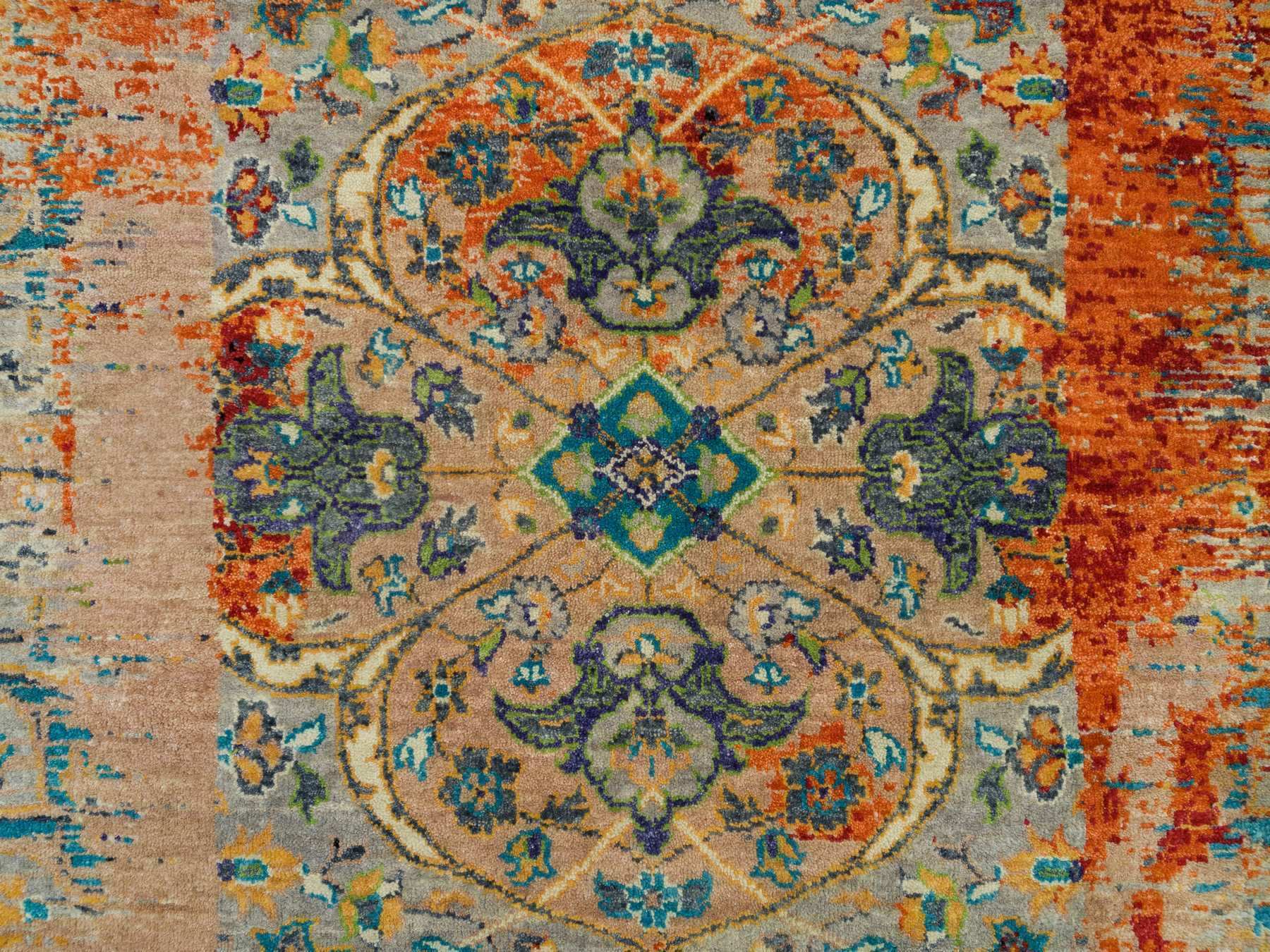 Transitional hand-knotted wool rug in Orange, 6'1" x 6'1" — SKU O065913 (view 5)