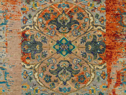 Transitional hand-knotted wool rug in Orange, 6'1" x 6'1" — SKU O065913 (view 5)