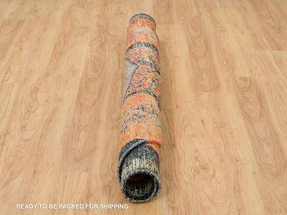 Transitional hand-knotted wool rug in Orange, 6'1" x 6'1" — SKU O065913 (view 6)