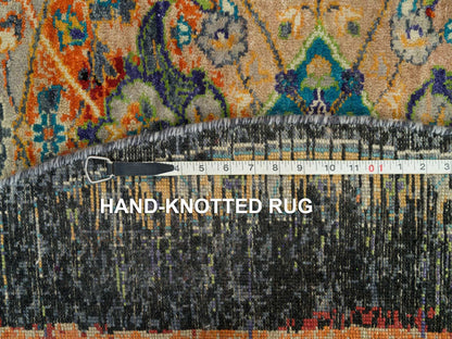 Transitional hand-knotted wool rug in Orange, 6'1" x 6'1" — SKU O065913 (view 8)