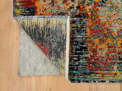 Transitional hand-knotted wool rug in Orange, 4'1" x 6' — SKU O065914 (view 3)