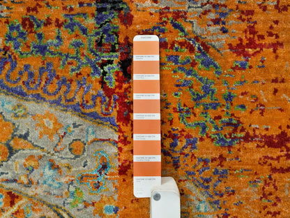 Transitional hand-knotted wool rug in Orange, 4'1" x 6' — SKU O065914 (view 4)