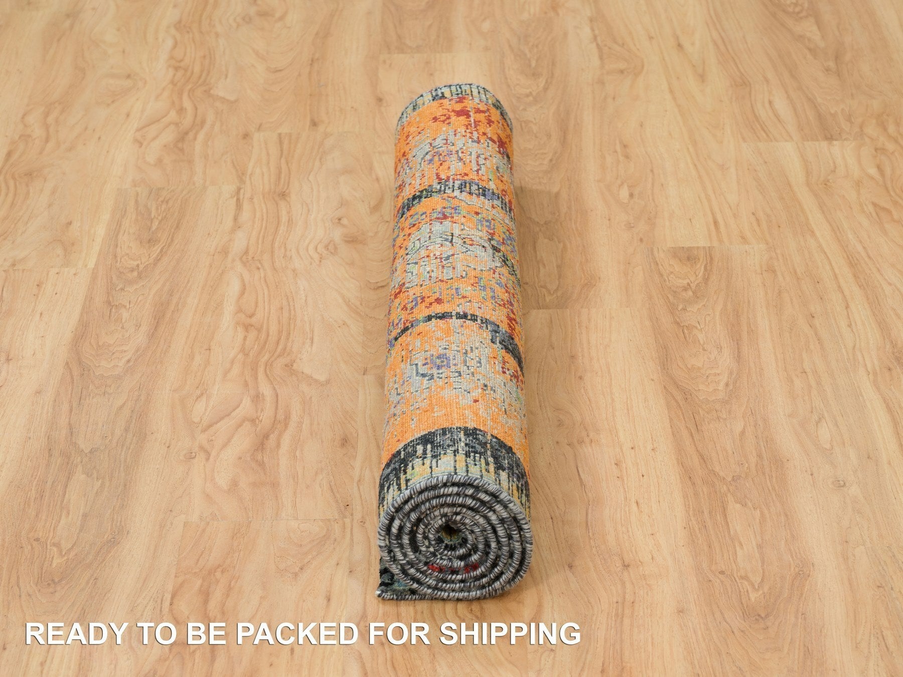 Transitional hand-knotted wool rug in Orange, 4'1" x 6' — SKU O065914 (view 6)