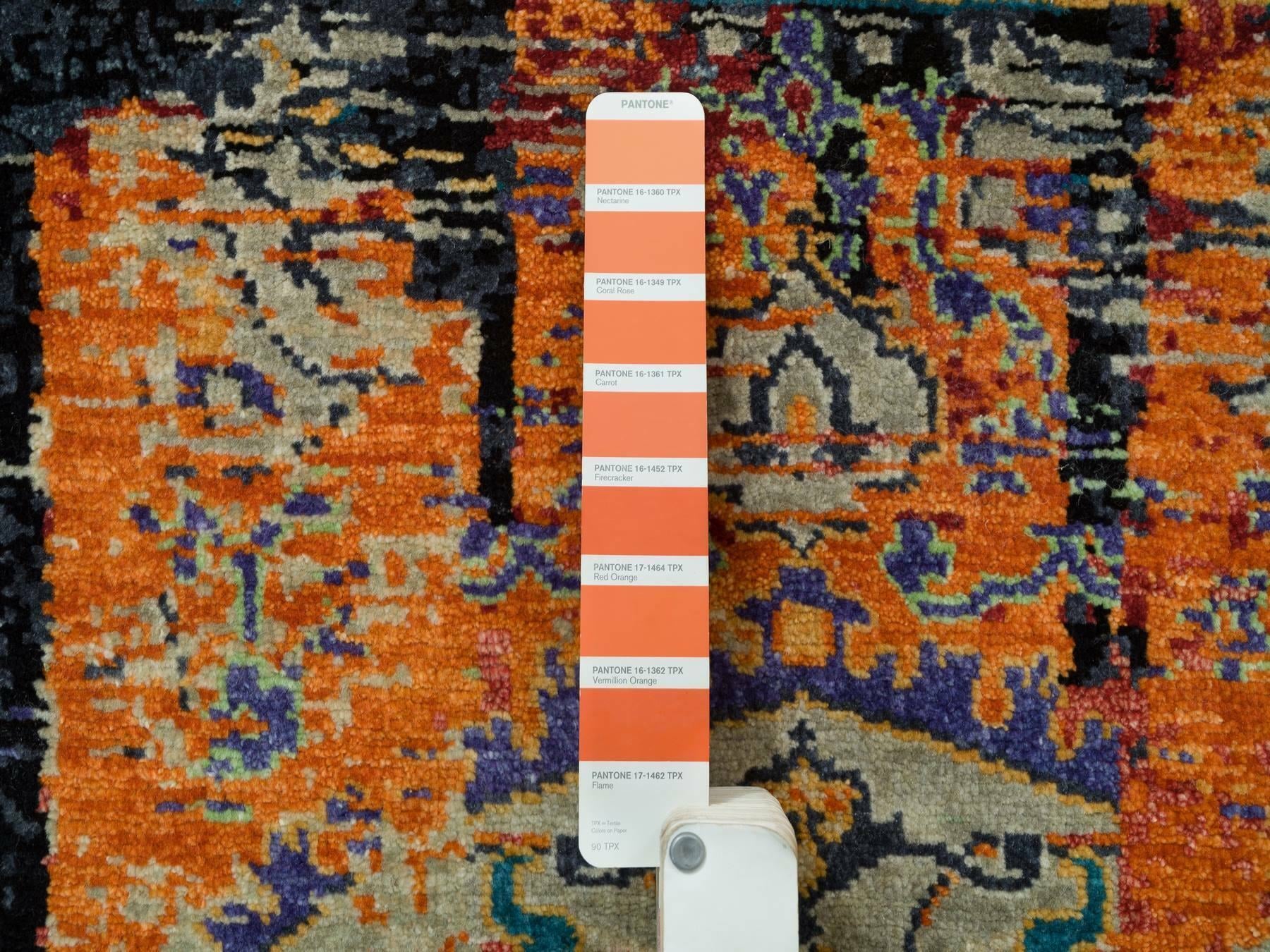Transitional hand-knotted wool rug in Orange, 2'2" x 3'1" — SKU O065918 (view 4)