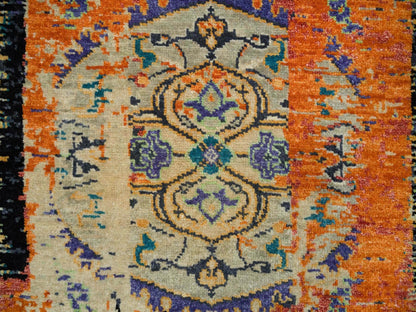 Transitional hand-knotted wool rug in Orange, 2'2" x 3'1" — SKU O065918 (view 5)
