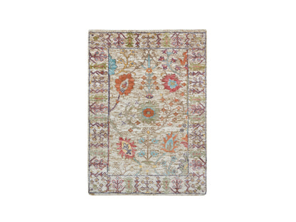 Brown 2'2" x 3'1" Wool / Silk Hand knotted Wool/Silk Rug - Sku: O065923