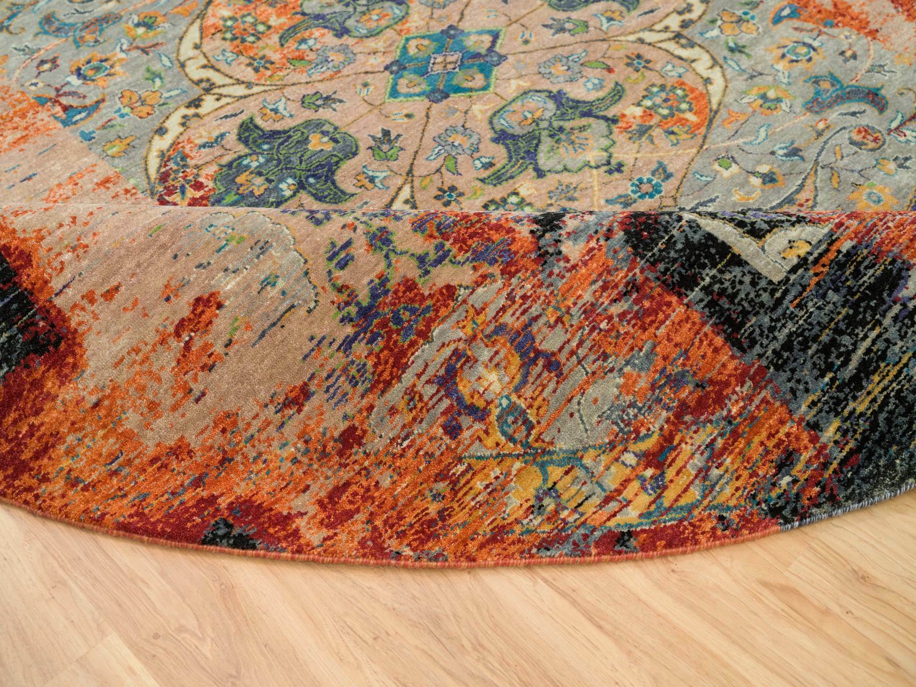 Transitional hand-knotted wool rug in Orange, 10' x 10' — SKU O065924 (view 6)