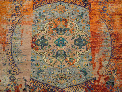 Transitional hand-knotted wool rug in Orange, 10' x 10' — SKU O065924 (view 8)