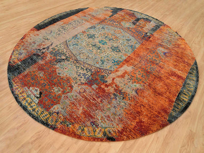 Transitional hand-knotted wool rug in Orange, 14' x 14' — SKU O065925 (view 3)