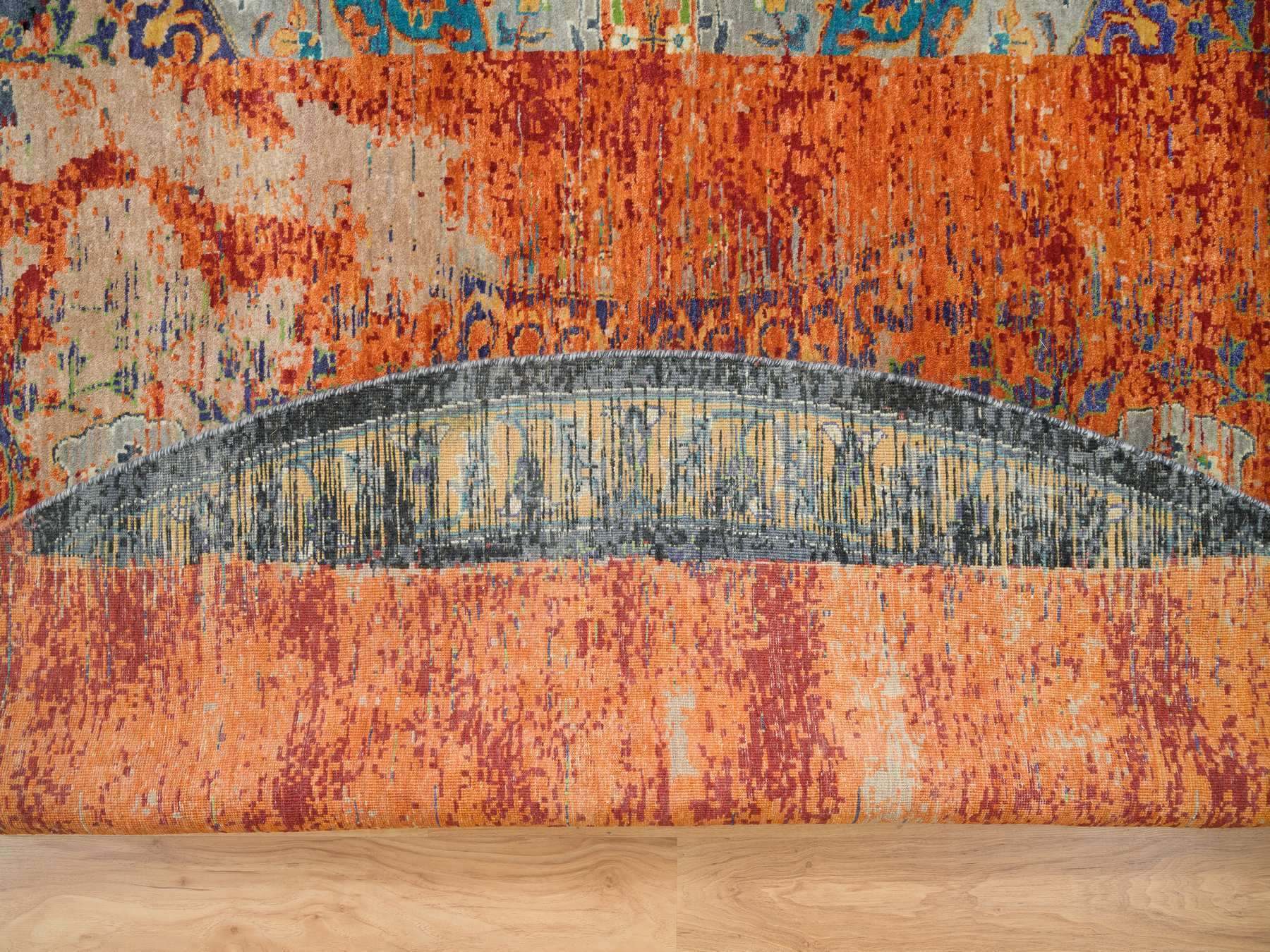 Transitional hand-knotted wool rug in Orange, 14' x 14' — SKU O065925 (view 4)