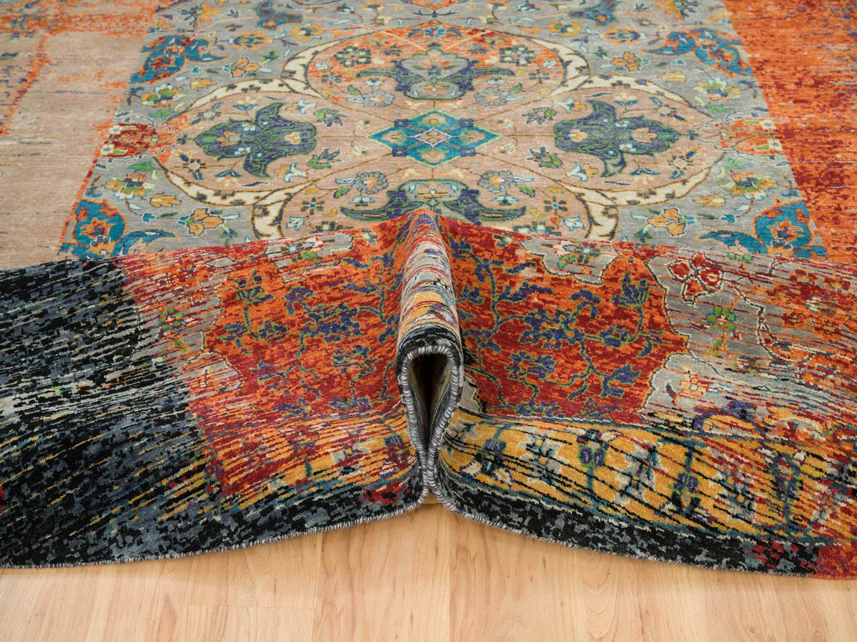 Transitional hand-knotted wool rug in Orange, 14' x 14' — SKU O065925 (view 5)