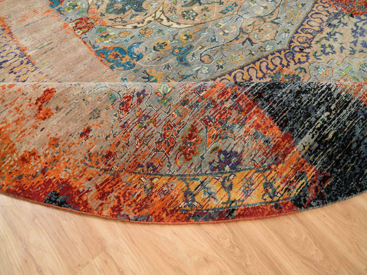 Transitional hand-knotted wool rug in Orange, 14' x 14' — SKU O065925 (view 6)