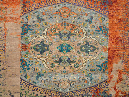 Transitional hand-knotted wool rug in Orange, 14' x 14' — SKU O065925 (view 8)