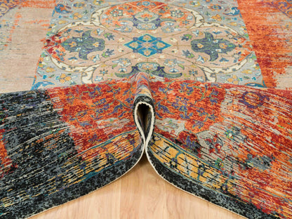 Transitional hand-knotted wool rug in Orange, 12'1" x 12'1" — SKU O065926 (view 5)