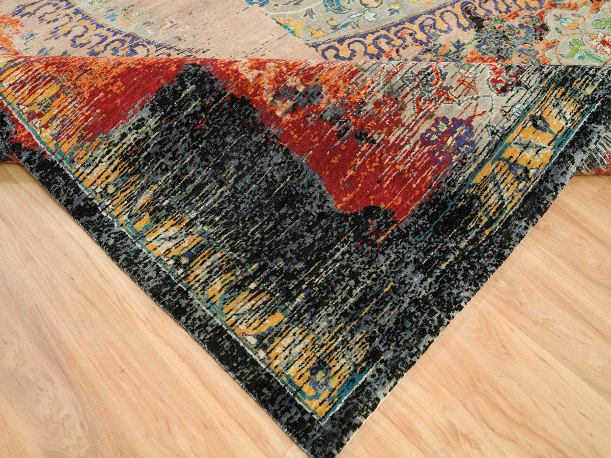 Transitional hand-knotted wool rug in Orange, 12'1" x 12'1" — SKU O065926 (view 6)