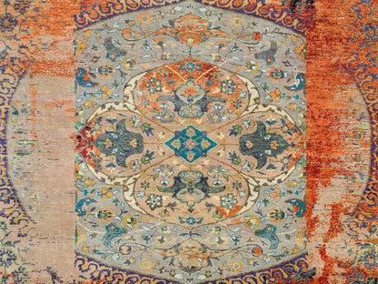 Transitional hand-knotted wool rug in Orange, 12'1" x 12'1" — SKU O065926 (view 8)
