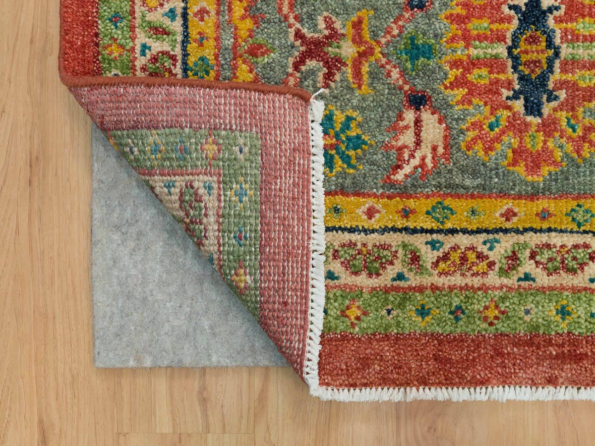 Oushak Oushak hand-knotted wool rug in Red & Artichoke Green, 14' x 14' — SKU O065928 (view 4)