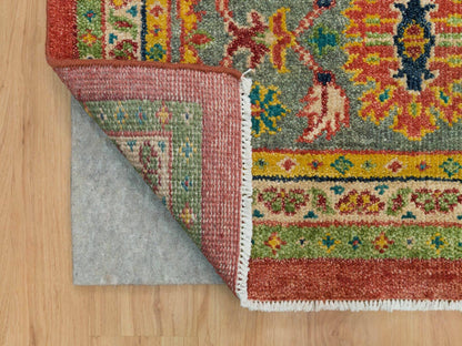 Oushak Oushak hand-knotted wool rug in Red & Artichoke Green, 14' x 14' — SKU O065928 (view 4)