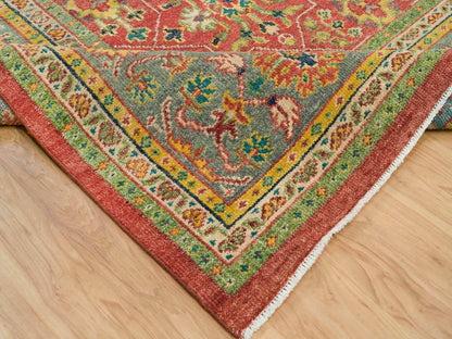 Oushak Oushak hand-knotted wool rug in Red & Artichoke Green, 14' x 14' — SKU O065928 (view 6)