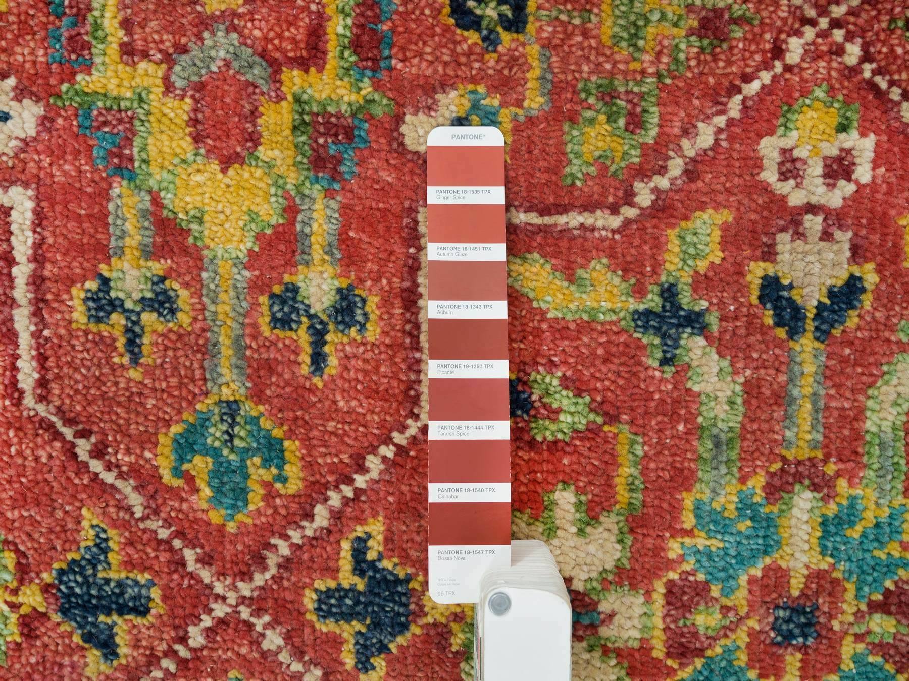 Oushak Oushak hand-knotted wool rug in Red & Artichoke Green, 14' x 14' — SKU O065928 (view 7)