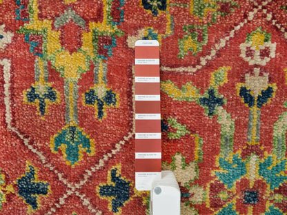 Oushak Oushak hand-knotted wool rug in Red & Artichoke Green, 14' x 14' — SKU O065928 (view 7)