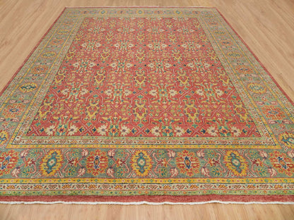 Oushak Oushak hand-knotted wool rug in Red & Artichoke Green, 14' x 16'5" — SKU O065930 (view 2)