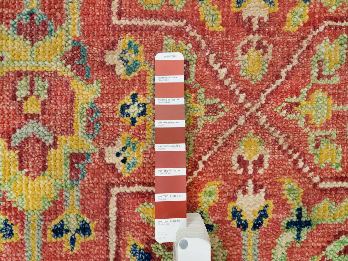 Oushak Oushak hand-knotted wool rug in Red & Artichoke Green, 14' x 16'5" — SKU O065930 (view 7)