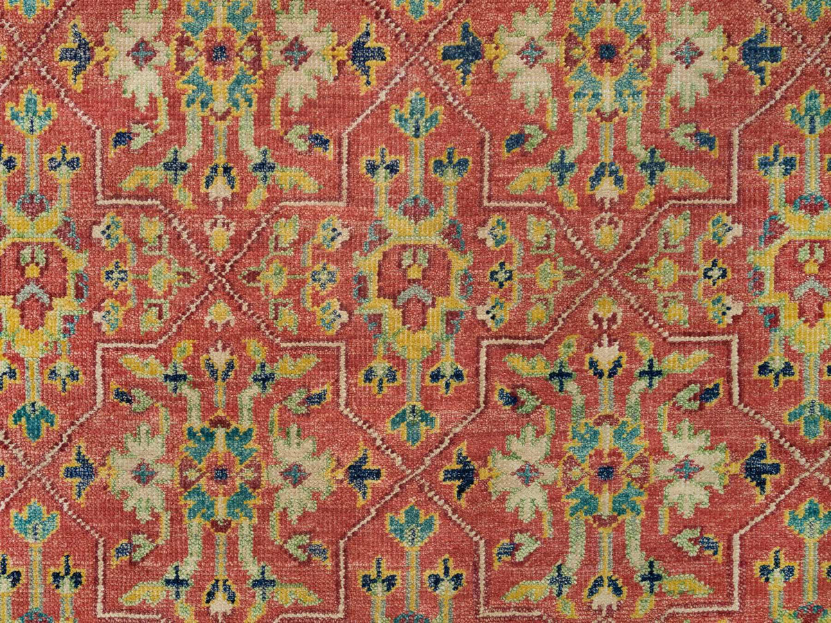 Oushak Oushak hand-knotted wool rug in Red & Artichoke Green, 14' x 16'5" — SKU O065930 (view 8)