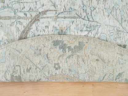 Transitional hand-knotted wool/silk rug in Ivory, 5' x 5' — SKU O065934 (view 3)