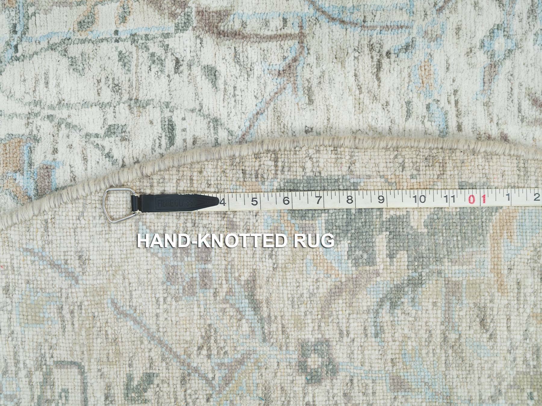 Transitional hand-knotted wool/silk rug in Ivory, 5' x 5' — SKU O065934 (view 8)