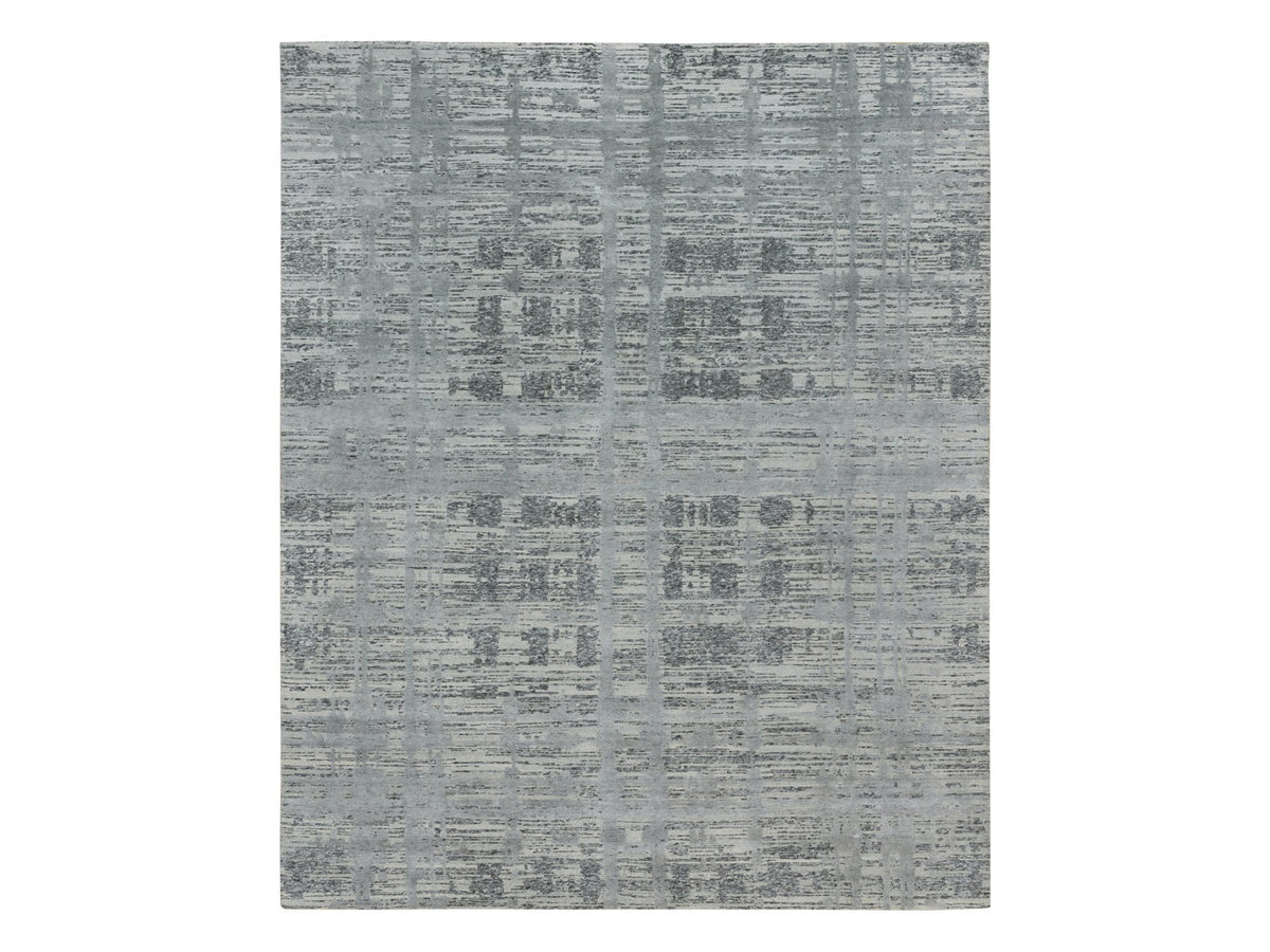 Modern / Contemporary hand-knotted wool rug in Gray, 8' x 10' — SKU O065945