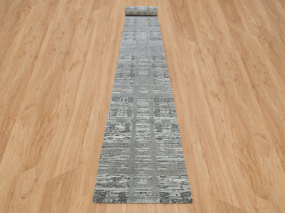 Modern / Contemporary hand-knotted wool runner in Gray, 2'7" x 25'6" — SKU O065956 (view 2)