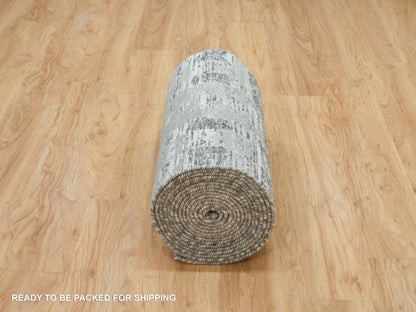 Modern / Contemporary hand-knotted wool runner in Gray, 2'7" x 25'6" — SKU O065956 (view 6)