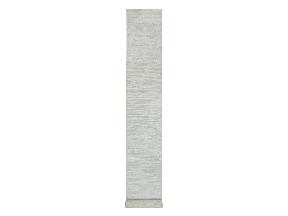 Modern / Contemporary hand-knotted wool runner in Gray, 2'7" x 22' — SKU O065957