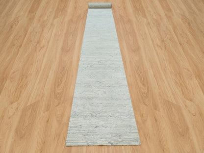 Modern / Contemporary hand-knotted wool runner in Gray, 2'7" x 22' — SKU O065957 (view 2)