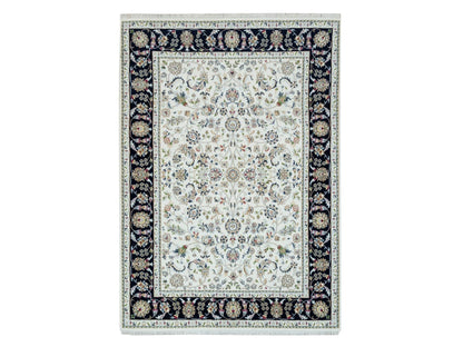 Ivory 5'0" x 7'0" Fine Oriental Hand knotted Wool Rug - Sku: O065972