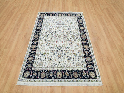 Nain Fine Oriental hand-knotted wool rug in Ivory & Blue, 5' x 7' — SKU O065972 (view 2)