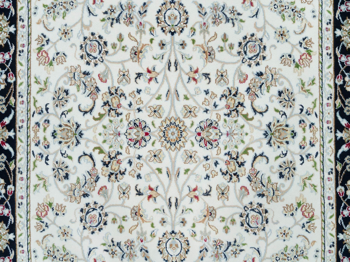 Nain Fine Oriental hand-knotted wool rug in Ivory & Blue, 5' x 7' — SKU O065972 (view 5)