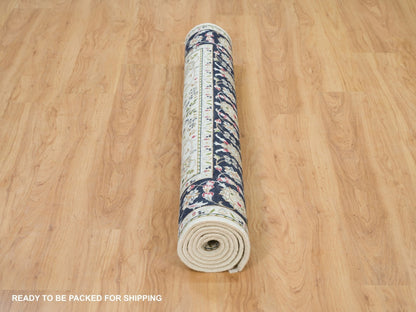 Nain Fine Oriental hand-knotted wool rug in Ivory & Blue, 5' x 7' — SKU O065972 (view 6)