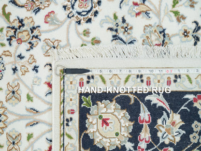 Nain Fine Oriental hand-knotted wool rug in Ivory & Blue, 5' x 7' — SKU O065972 (view 8)