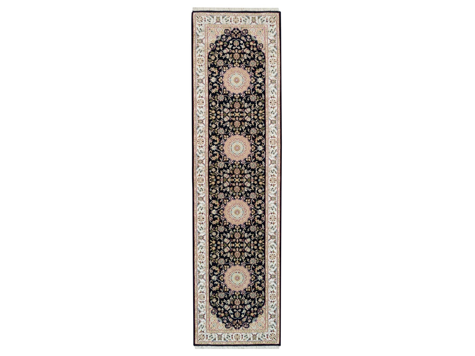 Blue 2'7" x 10'0" Traditional Hand knotted Wool Rug - Sku: O065984