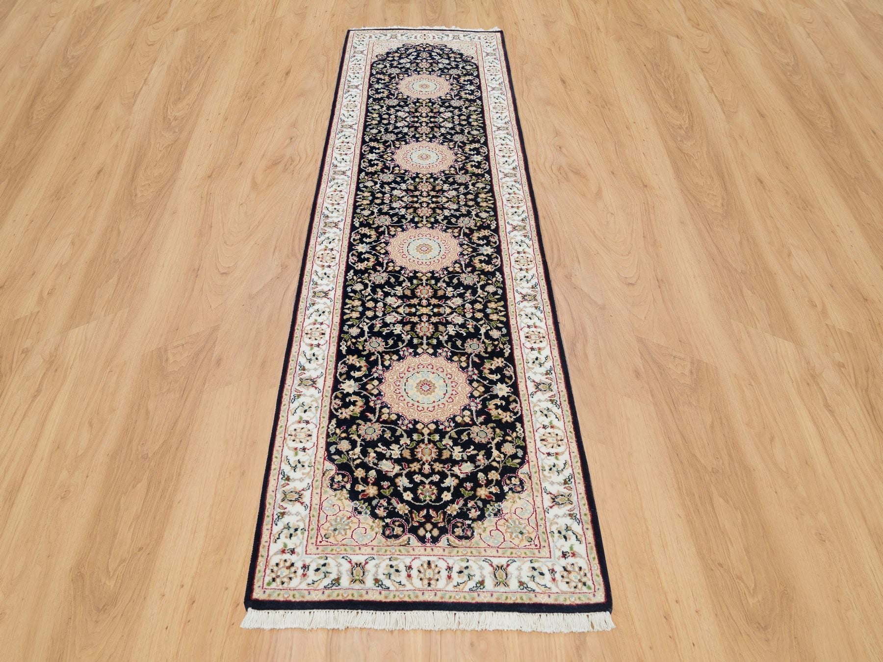 Blue 2'7" x 10'0" Traditional Hand knotted Wool Rug - Sku: O065984